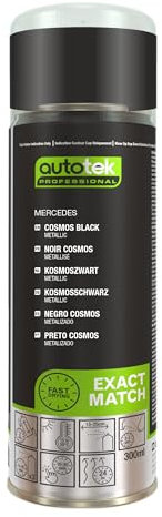 AutoTek Professional Exact Match Car Spray Paint, Mercedes Cosmos Black Metallic Aerosol Spray, 300 ml