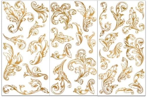 OLYCRAFT 3 pz/set damascato strofinare sui trasferimenti per mobili e mestieri 15x30cm vintage floreale mobili decalcomanie trasferimento fiori adesivi strofinare su decalcomanie per mobili in legno