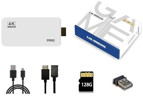 Consola de juegos retro inalámbrica, 4K - 40.000 juegos retro, HDMI para TV con 23 emuladores, controladores inalámbricos de 2.4 GHz para diversión familiar y juegos nostálgicos