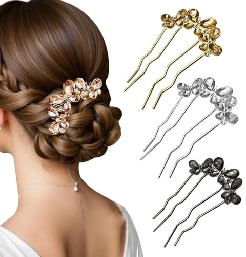 XFSRG Horquillas Pelo Mujer Fiesta Elegantes Con Cristales Accesorios De Peinado Para Novia Clips De Pelo Estilo Francés