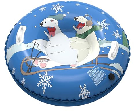 Snow Tube: cojín de esquí Inflable, Trineo de Invierno al Aire Libre, Paseo con Doble asa | Diseño Resistente al frío de PVC Engrosado, de Seguridad con Forma de Oso para niños Que se Deslizan