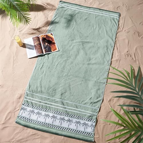 Catherine Lansfield Palm Trees 90x180cm Cotton Extra Large Beach Towel Green