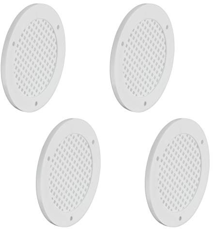 Gedotec Lüftungsgitter Belüftung Tür-Entlüfter rund Möbel-Gitter gelocht - H3609 | Luft-Ring Ø 60 mm | Kunststoff weiß | Abluftgitter für Möbel & Caravan | 4 Stück - Belüftungsgitter für Wand & Möbel