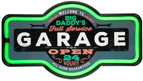 Northlight LED Big Daddy's Full Service Garage Neon Lighted Wall Sign - 17.25 - Green