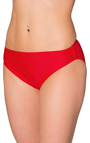 Aquarti Bikinihose Damen mit mittlerem Bund – Klassische Bikinihosen für Damen in Unifarben, Farbe: Rot, Größe: 40