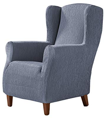 Estoralis Beta | Funda Sillon de Diseño Moderno | Tejido Elástico Celeste | para Sillon Orejero (de 70 a 110 cm.) | Máxima Adaptabilidad a Todo Tipo de sofás