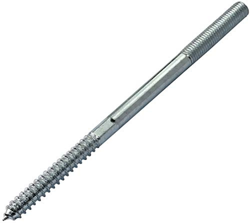 AERZETIX – Set med 10 – dubbel gängad skruv – stift – skruvspets – metall/trä med eller utan hål – Ø10 x 180 mm – Galvaniserat stål – silverfärg – C44767