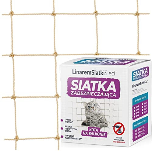 QLS Katzennetz für Balkon & Fenster Katzenschutznetz Montagesatz Transparent Robust Balkonnetz Bissfest 6x3m