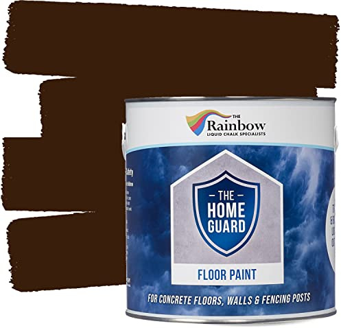RAINBOW CHALK MARKERS Floor Paint - 2.5L Brown | Heavy Duty & Hard Wearing, Water-Based Indoor & Outdoor Floor Paint | Non-Slip Satin Finish Garage Floors, Warehouse, Concrete, Stone & Patio Floors