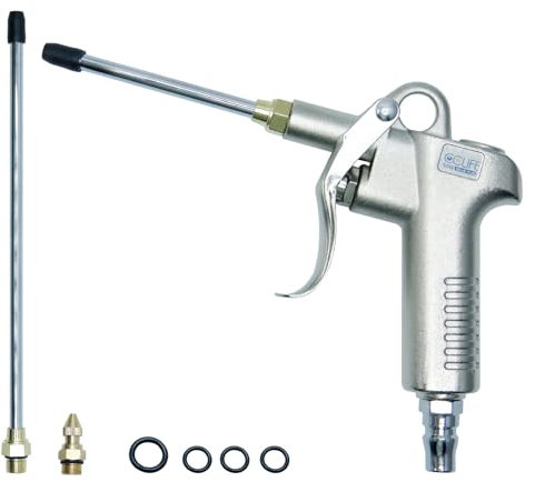 CCLIFE 8 pezzi Pistola aria compressa Alluminio pressofuso pistola ad aria 28-195-210mm Max. 10 bar con 3 Ugello 4 Anello di Tenuta