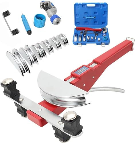 ECUTEE Curvatubi Manuale Ø 6-22 mm, Piegatubi Manuale Curvatubi Multistrato con Gamma di Curvatura 0-90°, Pinza Piegatrice per Tubi a Mano con 7 Stampi Pesanti per Tubi in Ottone, Rame, Alluminio