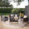 STEELSØN Polyrattan Gartenmöbel Set 4 TLG Thalora, Balkonmöbel Set Ink. 2er Sofa, 2 Stühle, Tisch & Sitzkissen, Terrassenmöbel Lounge, wetterfest schwarz