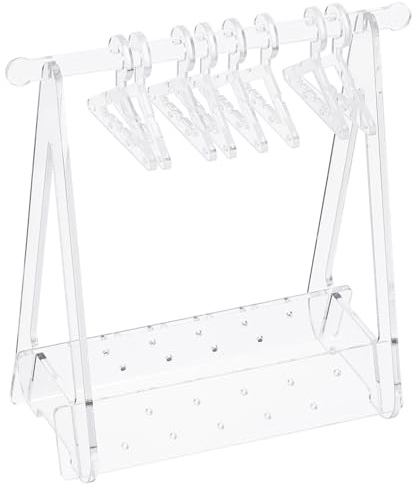 PATIKIL 1 Set Porta Orecchini con 8 Appendini Portaorecchini Acrilico Portaoggetti Mini Appendini Appendiabiti Espositore per Orecchini con 20 Foro per Orecchino Lungo Bottone Trasparente