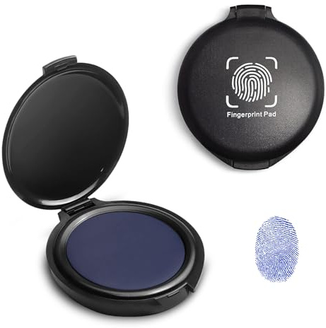Marte Vanci Fingerprint Ink Pad, Thumbprint Ink Pads Finger Print Stamp Kit for Notary Supplies Identification Security ID Fingerprint Cards Law Enforcement Portable Blue 2 Pcs