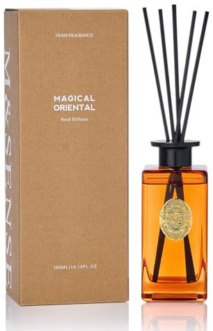 M&SENSE Luxury Large Reed Diffuser 300ml, Magical Oriental Scented with Natural Essential Oils, Long Lasting with 7 Sticks, Non-Toxic Home Fragrance for Bedroom, Bathroom Decor, Elegant Glass Bottle