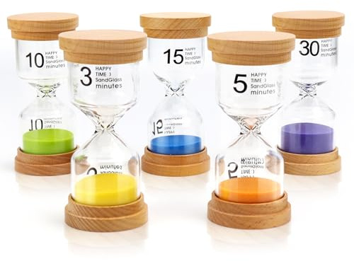 Clessidra Timer Clessidra 3/5/10/15/30 Minuti Timer per Bambini Vetro Timer per Scuola Kita Aula Giochi Casa Cucina Ufficio Tea Time Bambini Lavarsi i denti