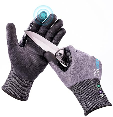 JDL ANSI A9 Highest Level Cut-Resistant Work Gloves, B-COMB™ Breathable Cut Gloves with Extended Thumb Reinforcement, Non-Slip, Durable, Touchscreen, Black, Large