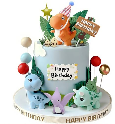 20pcs Dinosaur Cake Topper Set with Dinosaur Eggs - Reusable Dinosaur Cake Decorations，Dinosaur Birthday Decorations for Boys & Girls (Dinosaur Cupcake Toppers, Happy Birthday Cake Accessories)
