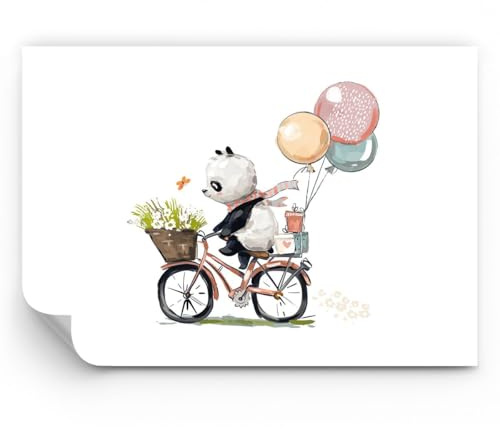 ARTTOR Papel pintado de vinilo tejido no tejido Premium Canvas - Panda Bicicleta Infantil - 300x210 cm - Fotomurales Decorativos Papel tapiz fotográfico Dormitorio Para la sala - WF3AA300x210-4707