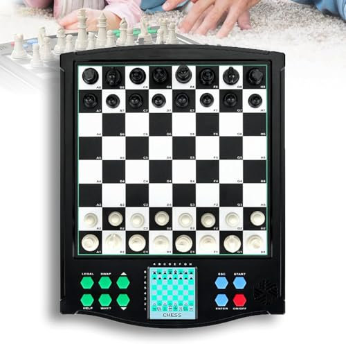 Set di scacchi elettronici Touch, gioco da tavolo elettronico di scacchi, con display trasparente, conservazione automatica del gioco, facile da assorbire, per partite a uno o due giocatori, regalo id