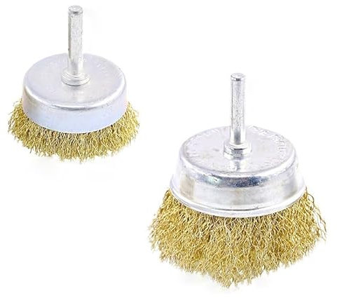 ViaGasaFamido Ensemble de Brosses en Tas de Roues, Brosses de Polissage en Acier plaqué en Cuivre pour Fixation de Forage avec Tige, Différentes Spécifications, Durée de Vie Longue Durée (6PCS)