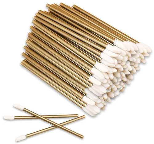 300Pcs Disposable Lip Brushes Wands – Velvet Touch Lipstick & Lip Gloss Applicators, Precision Tips for Concealer, Makeup Removal, Nail Polish and More, Travel Friendly Beauty Tool, Gold