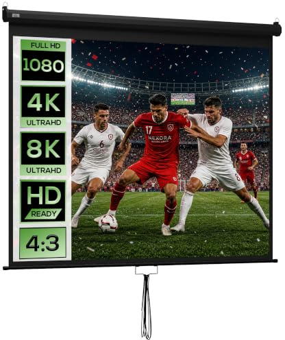 HOMCOM Écran de Projection 120 4:3 HD 4K avec Boîtier 244 x 183 cm Noir