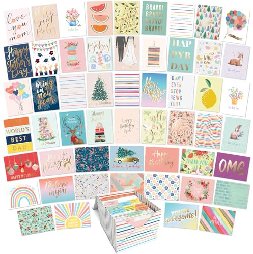 Sweetzer & Orange 100 All Occasion Cards & Envelopes Set - Greeting Notecards Assortment Box - Birthday Cards Bulk for Office, Thank You, Holiday, Blank Notecards & more – Organizer Box Included