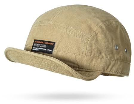 Croogo 5 Panel Short Brim Baseball Cap Cooling Trucker Dad Cap Adjustable Strap Cadet Cap Flat Brim Snapback Hats,Khaki-DY09