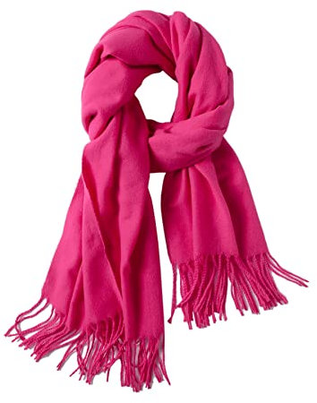 Cashmere Feel Scarfs for Women Long Fringe Scarf Ladies Wraps Shawls Scarves - Fuchsia