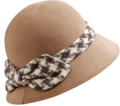 ZMNKH Femmes Chapeau d'hiver Chapeau Cloche Bonnet en Laine Chapeau année 20 Femme Chapeau Feutre Style Vintage élégant pour Femme