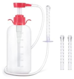 Agatige Reusable Vaginal Douche, 600ML Women Vaginal Cleaning Shower Cleaner Enema Douche System Manual Pressure Anal Douche Portable kit with 3 Nozzles for Daily Care