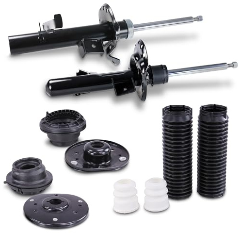 ATEC Germany 2x amortisseurs à gaz avant jambe de suspension y compris kit de protection contre la poussière, 2x paliers de dôme avant Compatible avec FORD GALAXY Mk2, MONDEO Mk4, S-MAX (WA6)