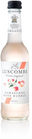 Luscombe - Damascene Rose Bubbly (12 x 27cl) - Dartmoor Spring Water, Damascene Rose Petals, Muscat Grape & Sicilian Lemon Juice - All Natural Organic Ingredients, Vegan & Gluten Free