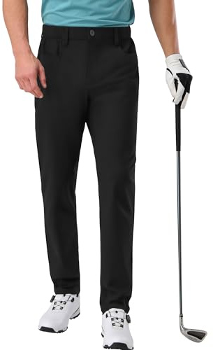 Pioneer Camp Herren Golfhose Stretch Atmungsaktiv Lang Golf Pants mit Elastischer Bund und 3 Funktionelle Taschen Schwarz Größe:34