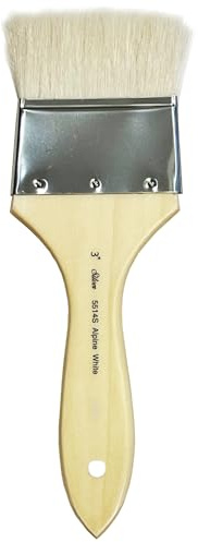 Silver Brush Limited Alpine White Wide Wash Blender Brush, Size 3 in | Oil, Acrylic, Watercolour, Short Handle, Soft Fine Point Natural Goat Hair Bristle, Glazing, Smooth and Flowing Strokes