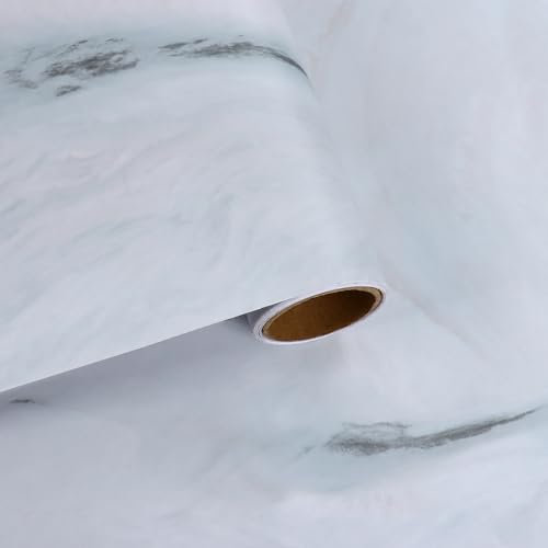 VaryFloral Papel tapiz mate de mármol para despegar y pegar, papel de contacto blanco y rosa para encimeras de cocina, parte trasera adhesiva, vinilo de mármol para cajones de cocina, cubierta de