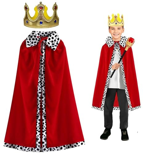 AHEJIOO Prinskappa Kung, kostym barn pojkar för prinsfest, karneval, cosplay, halloween, barndag, 90 cm för barn från 90–135 cm