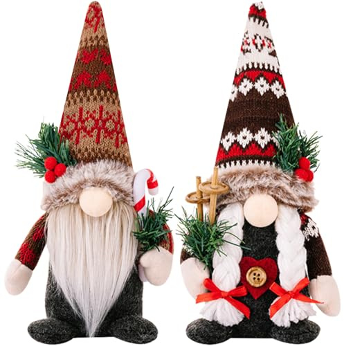RoadLoo Gnomi Di Natale, 2 Pezzi Gnomo Decorazione Natalizia Altezza 28 Cm Gnomo Natalizio Gnomo Natalizio Elfi Christmas Gnomi Scandinavi Tomte Fatti a Mano Per Decorare La Casa