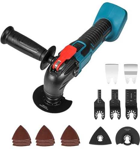 Akku-Multifunktionswerkzeug für Makita 18V Akku, Multitool mit 6 Geschwindigkeiten, 600W Oszillierwerkzeug,Bürstenlos,für Entfernen,Schaben,Schneiden,ohne Akku und Ladegerät (Mit Zubehör)