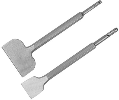 FLEXMAN Ciseau à Pioche Électrique, Ciseau à Retrait de Carrelage Large Forgé en Acier Chromé, Ciseau à Retrait de Carrelage Courbé à Tige Ronde et à Angle Large pour Carrelage