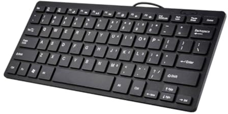 yomoe Teclado Compacto con Cable USB - Teclado Ultrafino para PC Mini Teclado para Juegos Negro