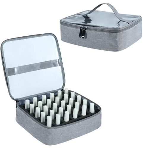 YUDEYG 30-Slot Nail Polish Organizer, YU DEYG Nail Bag with Transparent Display Window, Sponge Support—Removable, Organizer for Nail Supplies