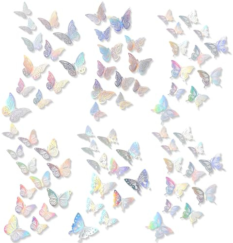 EJRUP Pegatinas Pared Decorativas 60 pegatinas de pared de mariposas realistas de papel, adecuadas para la decoración