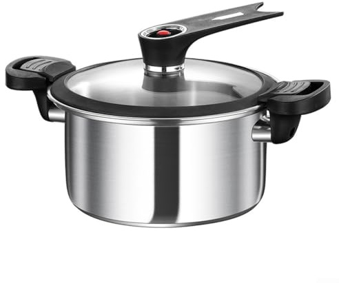 Durashmall Olla de cocción lenta de acero inoxidable de 3,5 L antiadherente para cocinar rápidamente y nutritiva, multifuncional, para cocinar al vapor y cocinar lentamente, con llama abierta interior