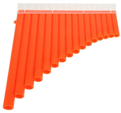 GLEAVI Flauta de Pan para Principiantes 16 Tubos Do Mayor Instrumento Musical de Madera Naranja Libro de Música Kit Educativo Portátil para Aprendizaje y Práctica Musical