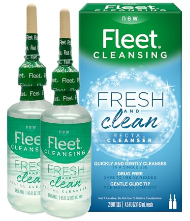 Fleet Fresh and Clean Saline Rectal Cleanser, Saline Solution Anal Douche, 2 Douche Bottles, 4.5 Fl Oz