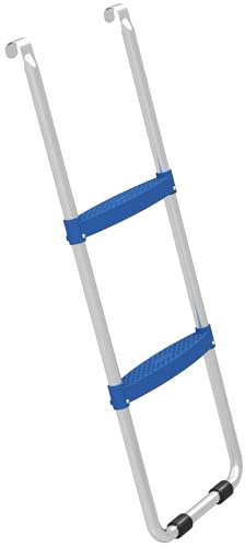SPORTNOW Échelle de Trampoline 2 Marches, Crochet Universel, Charge 150 kg | 2 Marches Larges pour Trampoline, Cadre en acier galvanisé, base renforcée en U, 97x32x7 cm, bleu