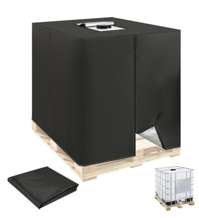 Cubierta Depósito IBC 1000L Oxford 420D, Funda Protectora Lluvia Anti-UV | Funda Protectora de Lona Contenedor Lluvia en Tela, Fundas Tanque Anti-UV con Cremallera, Accesorios Jardín (120x100x116cm)