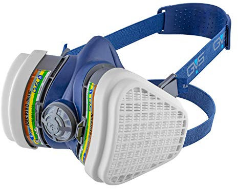 GVS Filter Technology SPR490 Demi-masque respiratoire anti-poussière et contre les risques Poussieres/Multiples Gaz, S/M, Bleu